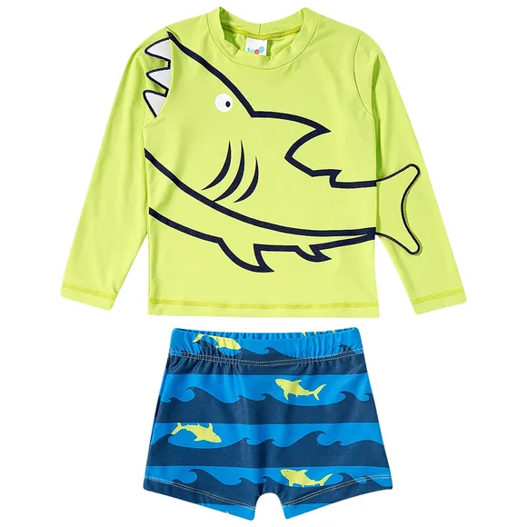 Conjunto Praia Shark Lycra Toddler Proteção Uv50+ Tip Top