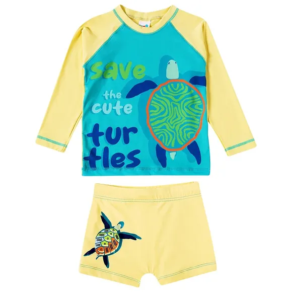 Conjunto Praia Tartaruga Elastano Toddler Proteção Uv50+ Tip Top