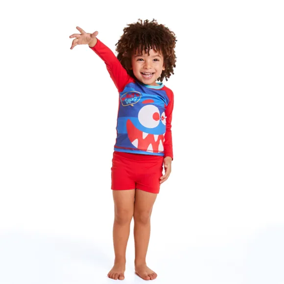 Conjunto Praia Monstrinhos Divertidos Lycra Toddler Proteção Uv50+ Tip Top
