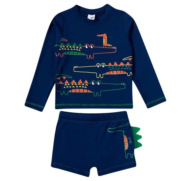 Conjunto Praia Toddler Turma Do Jacaré Lycra Proteção Uv 50+ Tip Top
