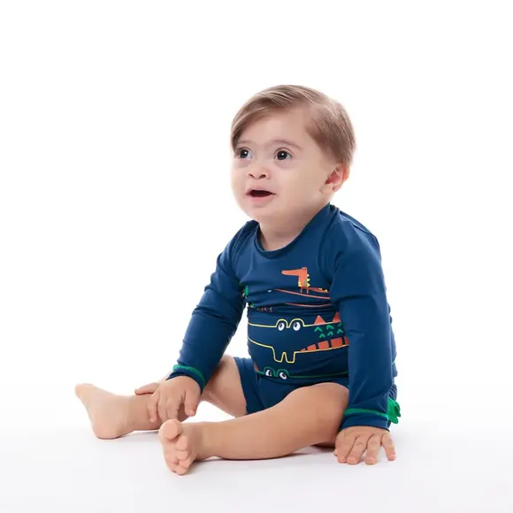 Conjunto Praia Toddler Turma Do Jacaré Lycra Proteção Uv 50+ Tip Top