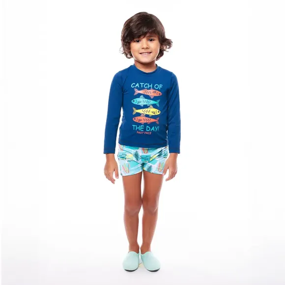 Conjunto Praia Toddler Pranchas Surf Lycra Proteção Uv 50+ Tip Top