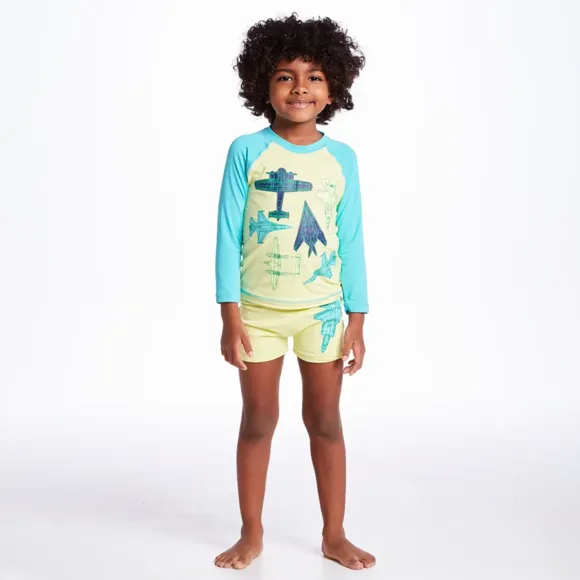Conjunto Praia Toddler Transporte Divertido Lycra Proteção Uv 50+ Tip Top