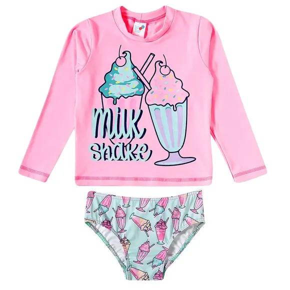 Conjunto Praia Toddler Milkshake Elastano Proteção Uv 50+ Tip Top