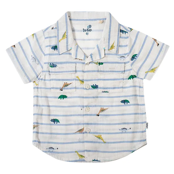 Camisa Manga Curta Dino Linho Toddler Tip Top