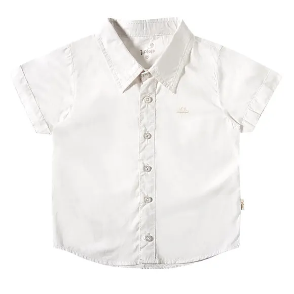 Camisa Manga Curta Toddler Lisa Linho Bordado Tip Top