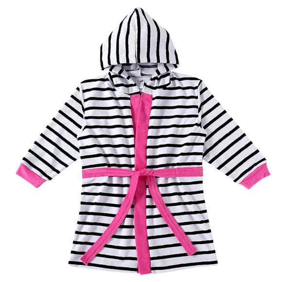 Roupão Com Capuz Panda Listrado Atoalhado Toddler Tip Top