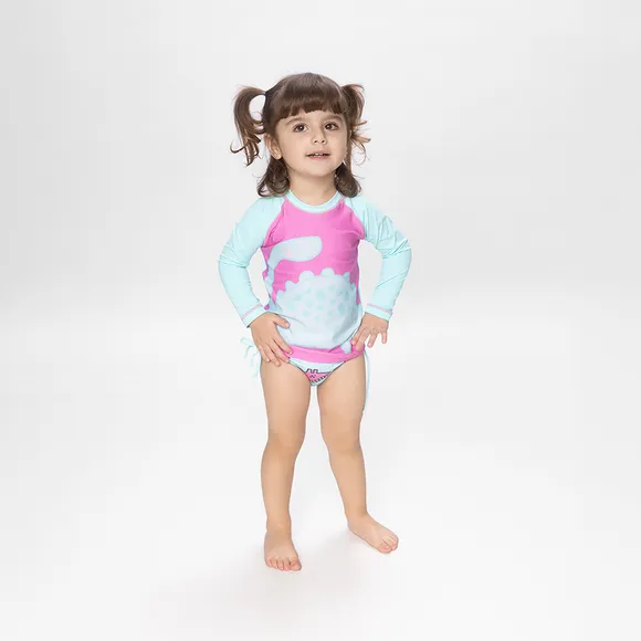 Kit Praia Camiseta Calcinha E Chapéu Dina Love Elastano Toddler Proteção Uv 50+