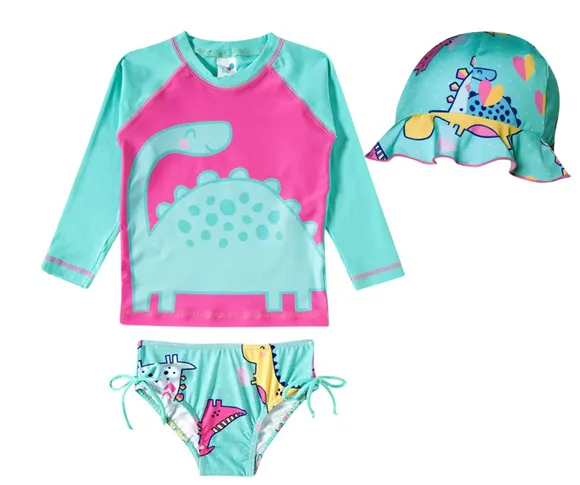 Kit Praia Camiseta Calcinha E Chapéu Dina Love Elastano Toddler Proteção Uv 50+