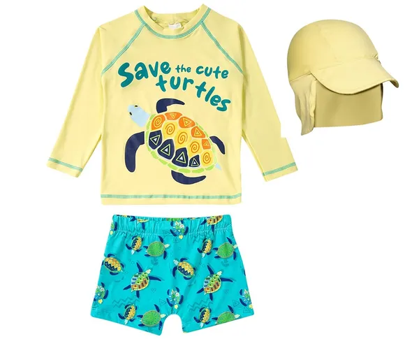 Kit 3 Peças Praia Tartaruga Lycra Toddler Proteção Uv50+ Tip Top