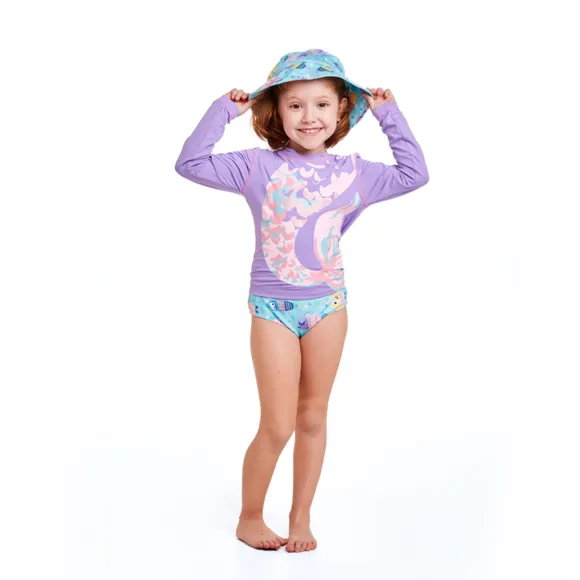 Kit Praia 3 Peças Peixes Elastano Toddler Proteção Uv50+ Tip Top