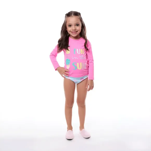 Kit Praia 3 Peças Toddler Sorvete De Frutas Lycra Proteção Uv50+ Tip Top