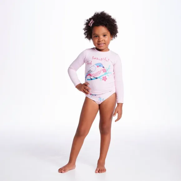 Kit Praia 3 Peças Toddler Garden Rosa Lycra Proteção Uv 50+ Tip Top