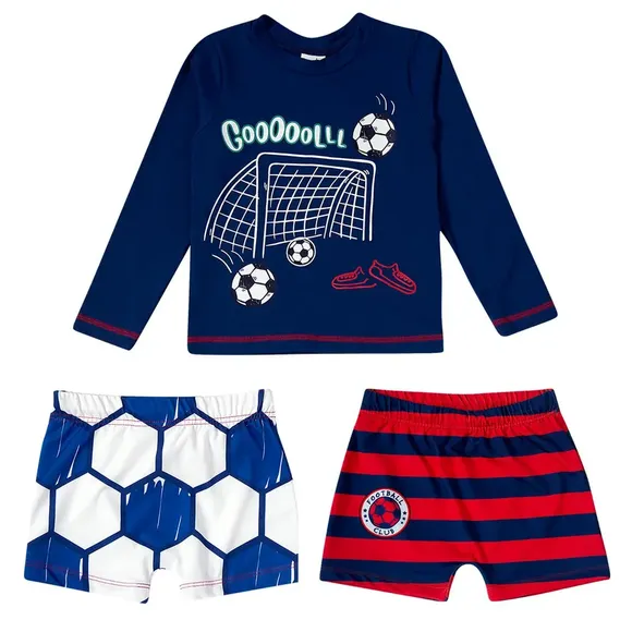 Kit 3 Peças Praia Toddler Football Lycra Proteção Uv 50+ Tip Top