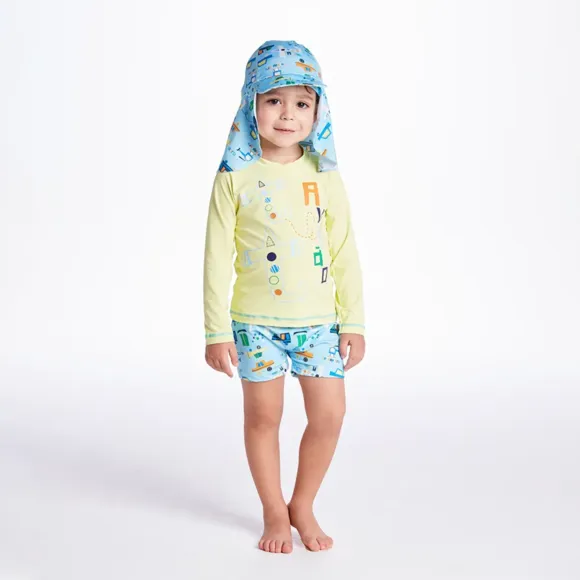 Kit 3 Peças Praia Toddler Transporte Divertido Lycra Proteção Uv 50+ Tip Top