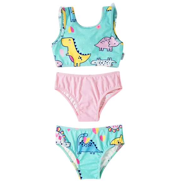 Kit Praia 1 Top E 2 Calcinhas Dina Love Lycra Toddler Proteção Uv 50+