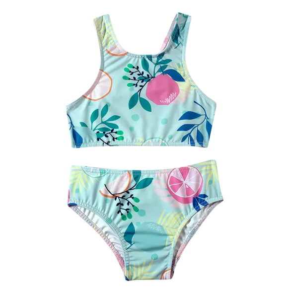 Kit Praia Camiseta Top E Calcinha Frutas Cítricas Lycra Toddler Proteção Uv 50+