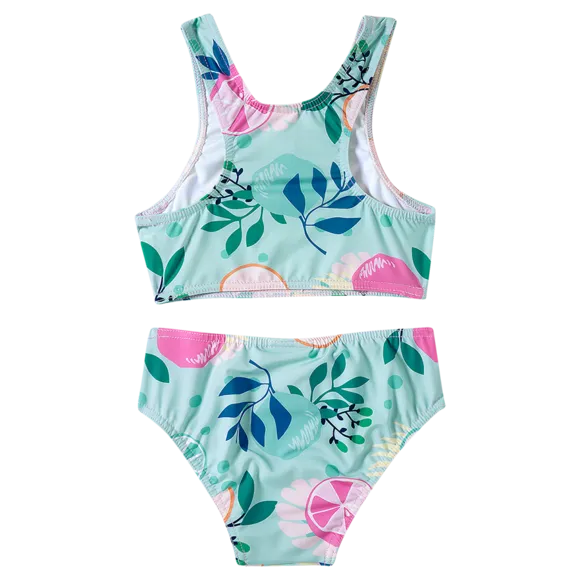Kit Praia Camiseta Top E Calcinha Frutas Cítricas Lycra Toddler Proteção Uv 50+