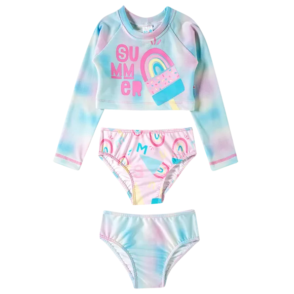 Kit Praia Sorvetes Alfabeto Toddler Proteção Uv50+ Tip Top