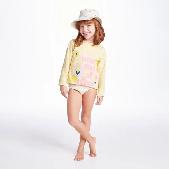 Kit Praia 3 Peças Toddler Tulipa Amarela Lycra Proteção Uv 50+ Tip Top
