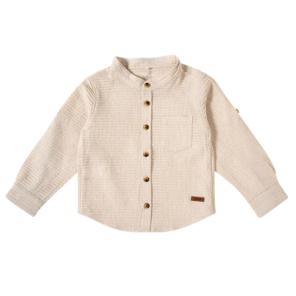 Camisa Batizado Estampa Lisa Manga Longa Waffle Toddler Tip Top