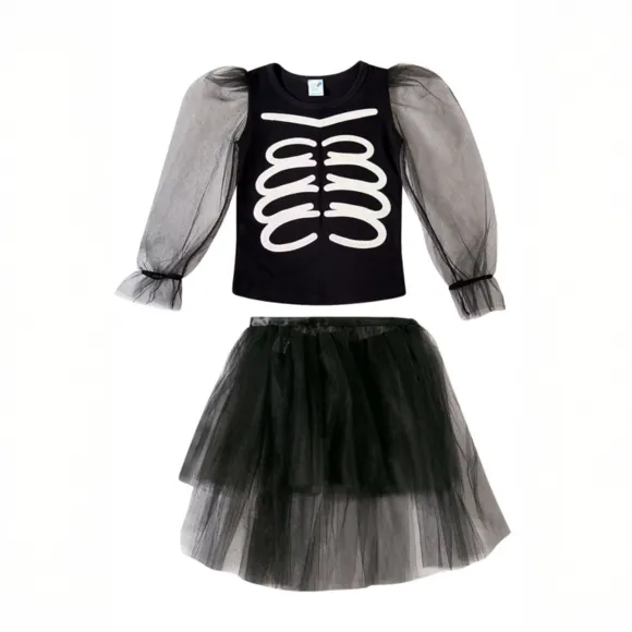 Fantasia Caveira Menina Malha Toddler Tip Top