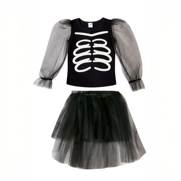 Fantasia Caveira Menina Malha Toddler Tip Top