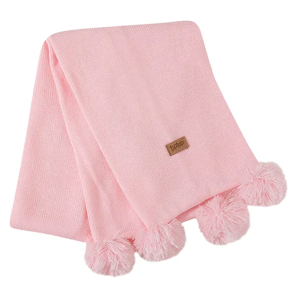 Cachecol Rosa Tricot Com Pompom Toddler Tip Top