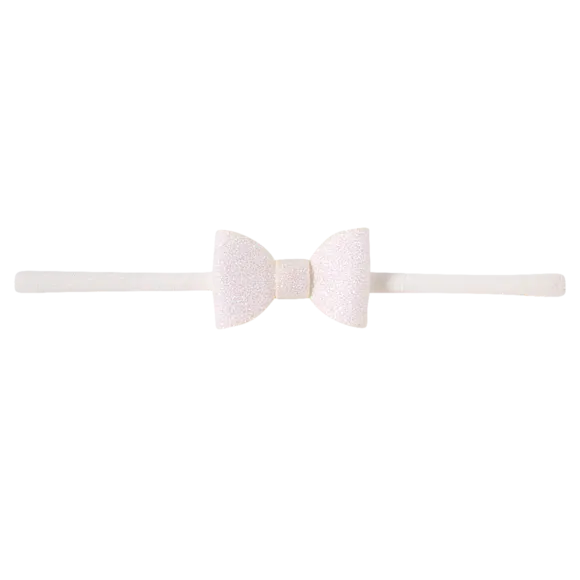Faixa De Cabelo Branca Com Laço Tip Top