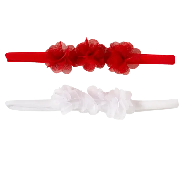 Kit 2 Faixa Para Cabelo Com Aplique De Florzinha Tip Top