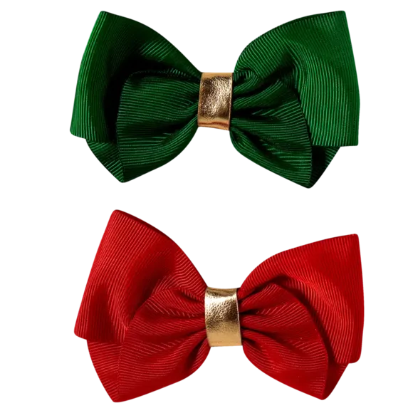 Kit Laço Com Presilha Verde E Vermelho Tip Top