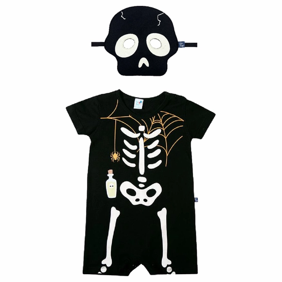 Fantasia Infantil Caveira Suedine Silk Brilha No Escuro Tip Top