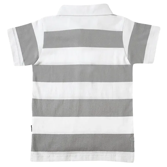 Camiseta Polo Manga Curta Toddler Listrada Malha Tip Top