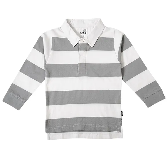 Camiseta Polo Manga Longa Toddler Listrada Malha Tip Top