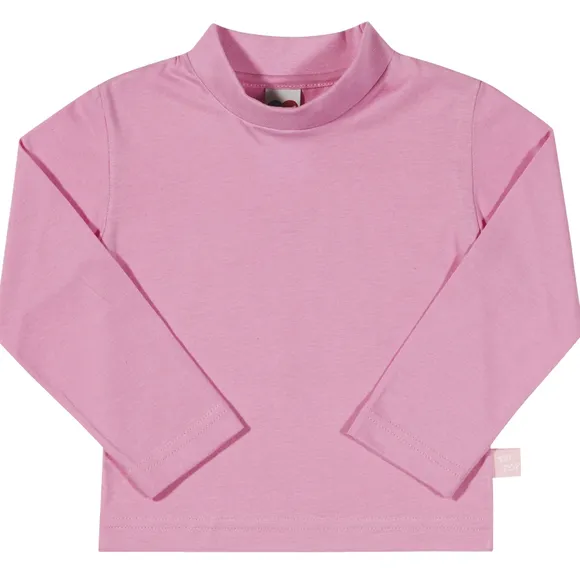 Camiseta Manga Longa Meia Malha Gola Alta Sem Estampa Toddler