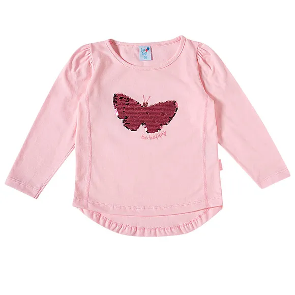 Blusa Manga Longa Toddler Borboleta Meia Malha Tip Top