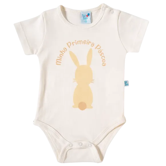 Body Manga Curta Toddler Minha Primeira Páscoa Suedine Tip Top