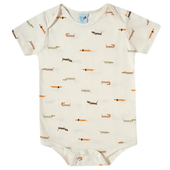 Body Manga Curta Dogs Meia Malha Toddler Tip Top
