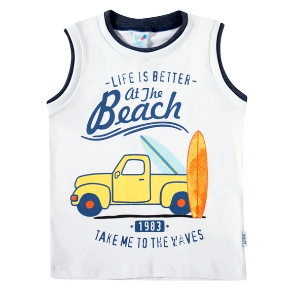 Camiseta Regata Ondas Surf Meia Malha Toddler Tip Top