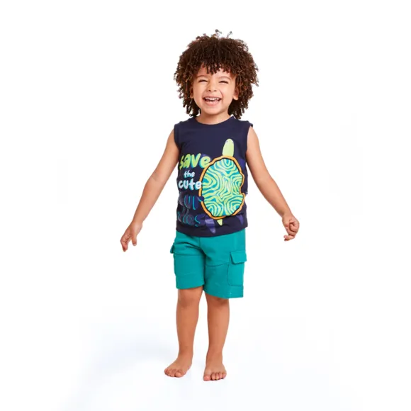Camiseta Regata Tartaruga Meia Malha Toddler Tip Top