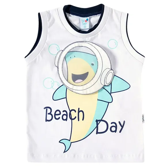 Camiseta Regata Toddler Tubarão Meia Malha Tip Top