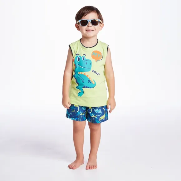 Camiseta Toddler Dino Floresta Meia Malha Tip Top