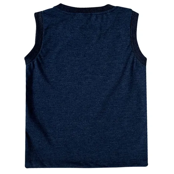 Camiseta Regata Azul Toddler Dino Meia Malha Tip Top