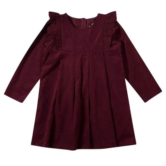 Vestido Manga Longa Estampa Lisa Veludo Toddler Tip Top