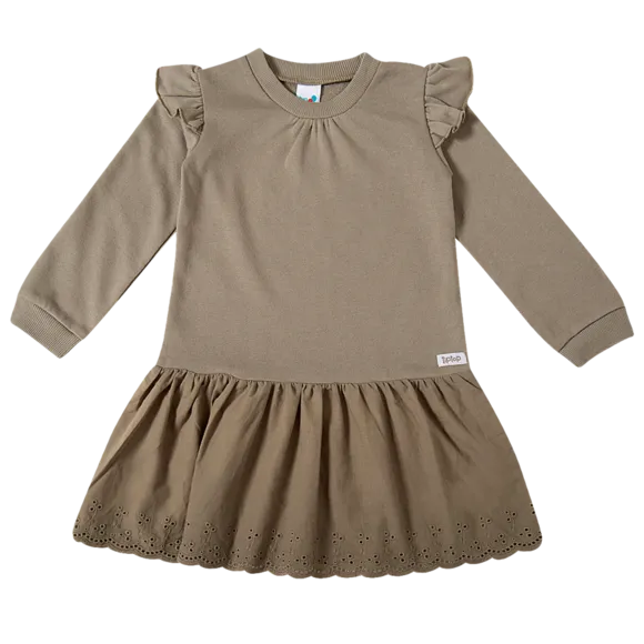 Vestido Manga Longa Verde Escuro Moletinho Toddler Tip Top