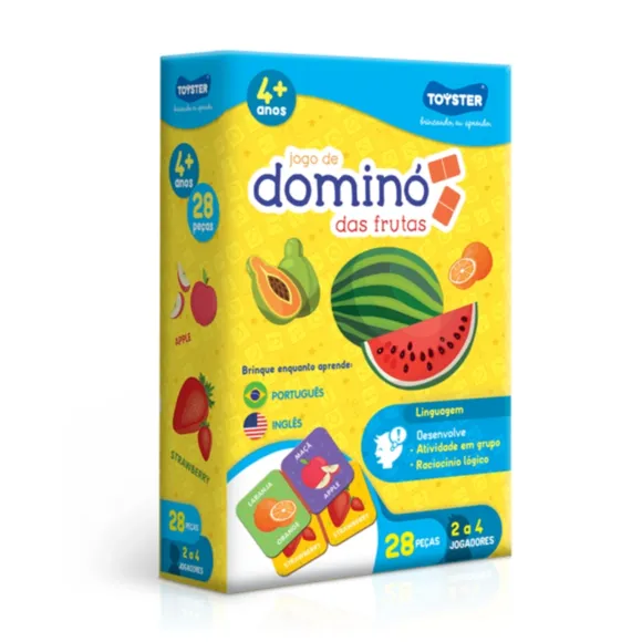 Brinquedo De Atividades Dominó Das Frutas 28 Peças Toyster