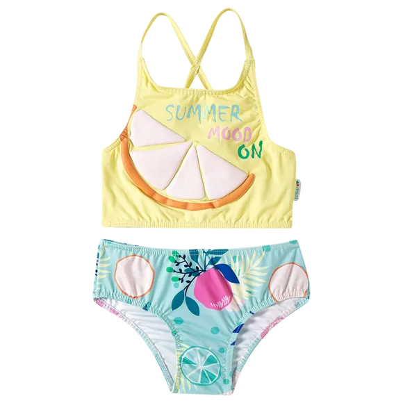 Top Com Calcinha Praia Frutas Cítricas Lycra Toddler Proteção Uv 50+
