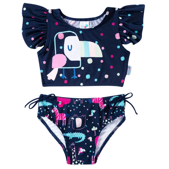 Top Com Calcinha Praia Zoo Colorido Elastano Toddler Proteção Uv 50+
