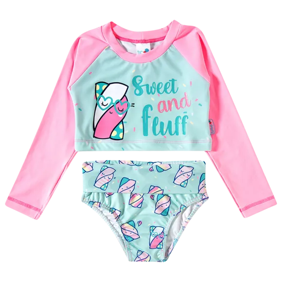 Top Com Calcinha Praia Marshmellow Lycra Toddler Proteção Uv 50+