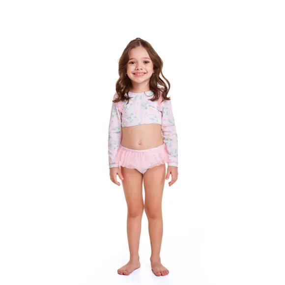 Top E Calcinha Praia Lollypop Elastano Toddler Proteção Uv50 Tip Top